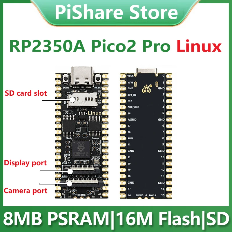 Raspberry Pi Pico 2 Pro RP2350A Linux N16R8 Development Board 8MB-PSRAM Display TouchScreen Camera Port