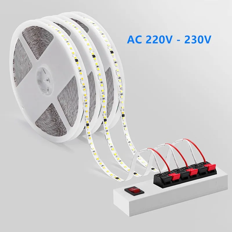 AC 220V LED Strip Lights 2835 120LED/m 5M 600LEDs Home Lamp LED Strips Light 220V Diode Tape Flexible And Cuttable Soft Lamp Bar