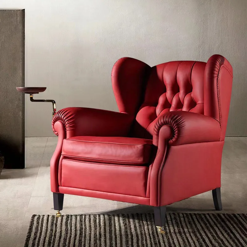 Godfather chair light luxury cigar chair first layer cowhide Italian single tiger chair, American living room casual sofa chair
