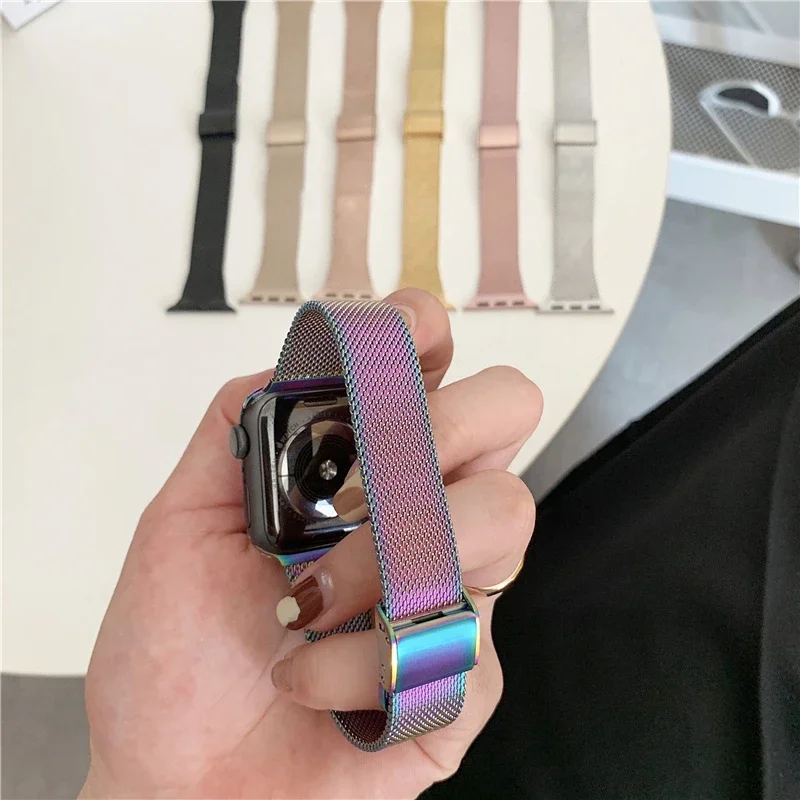 Milanese Band Voor Apple Watch Band 44Mm 45Mm 40Mm 41Mm 42-38Mm Slanke Armband Iwatch Serie 8 7 6 Se 5 4 3 9 Ultra 2 49Mm