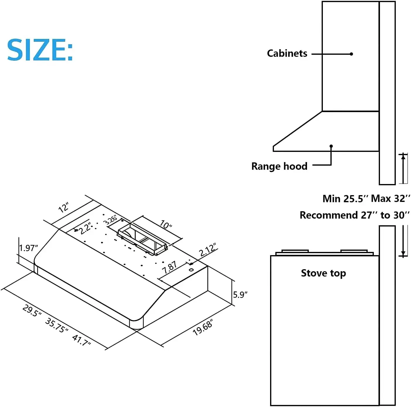 Iktch 30 Inch Onder Kast Afzuigkap Met 900-cfm, 4 Speed Gebaar Sensing & Touch Bedieningspaneel, Roestvrij Staal