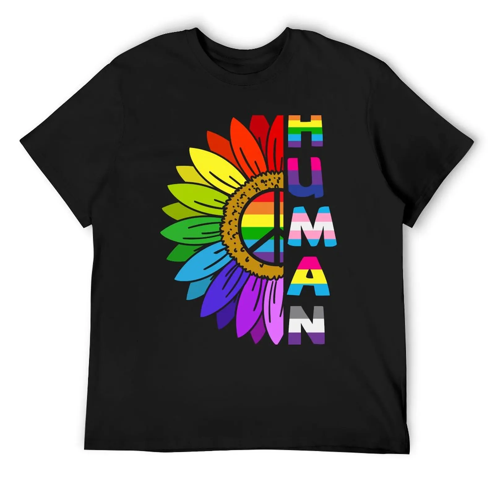 

Human Sunflower - Gay Pride LGBTQ Rainbow Peace T-Shirt valentines clothes korean fashion oversized t shirt Men's t-shirts