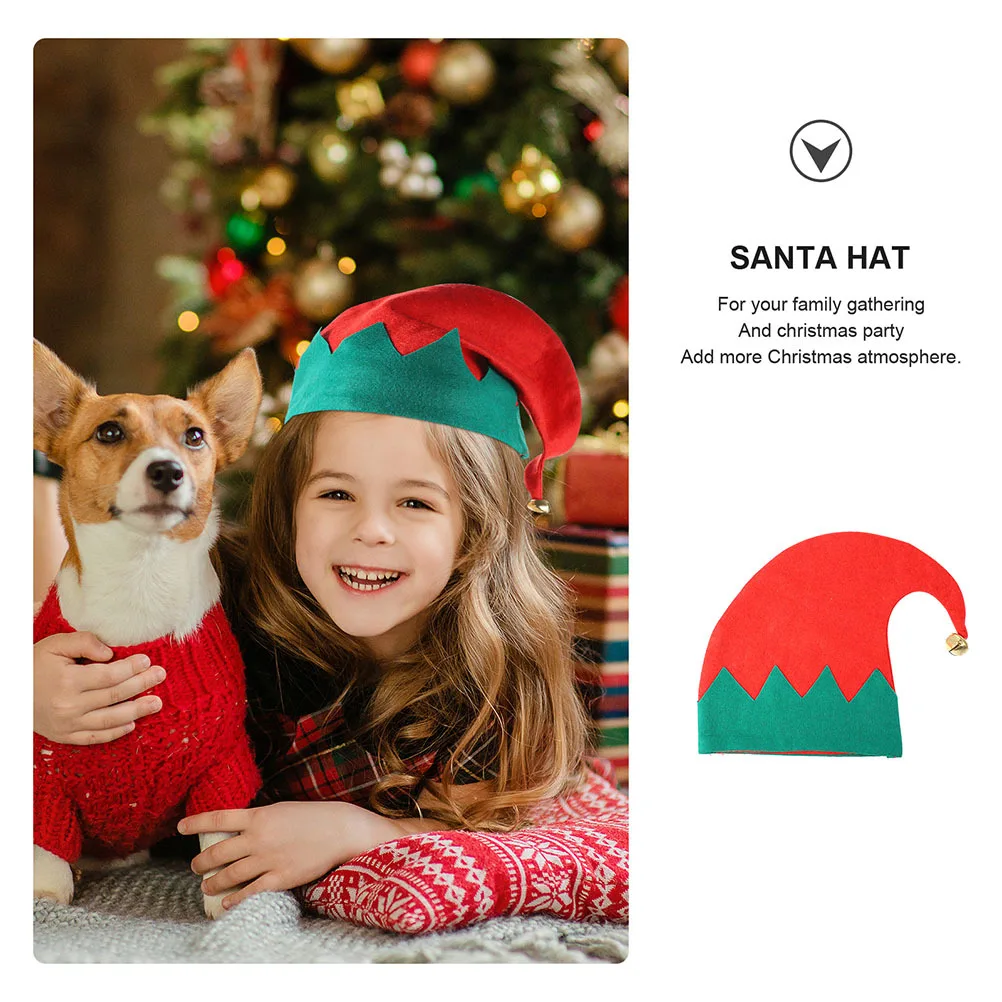 

2Pcs Kids Christmas Hats Red Caps Holiday Party Costumes Decorations Festive Wearable Props for Children