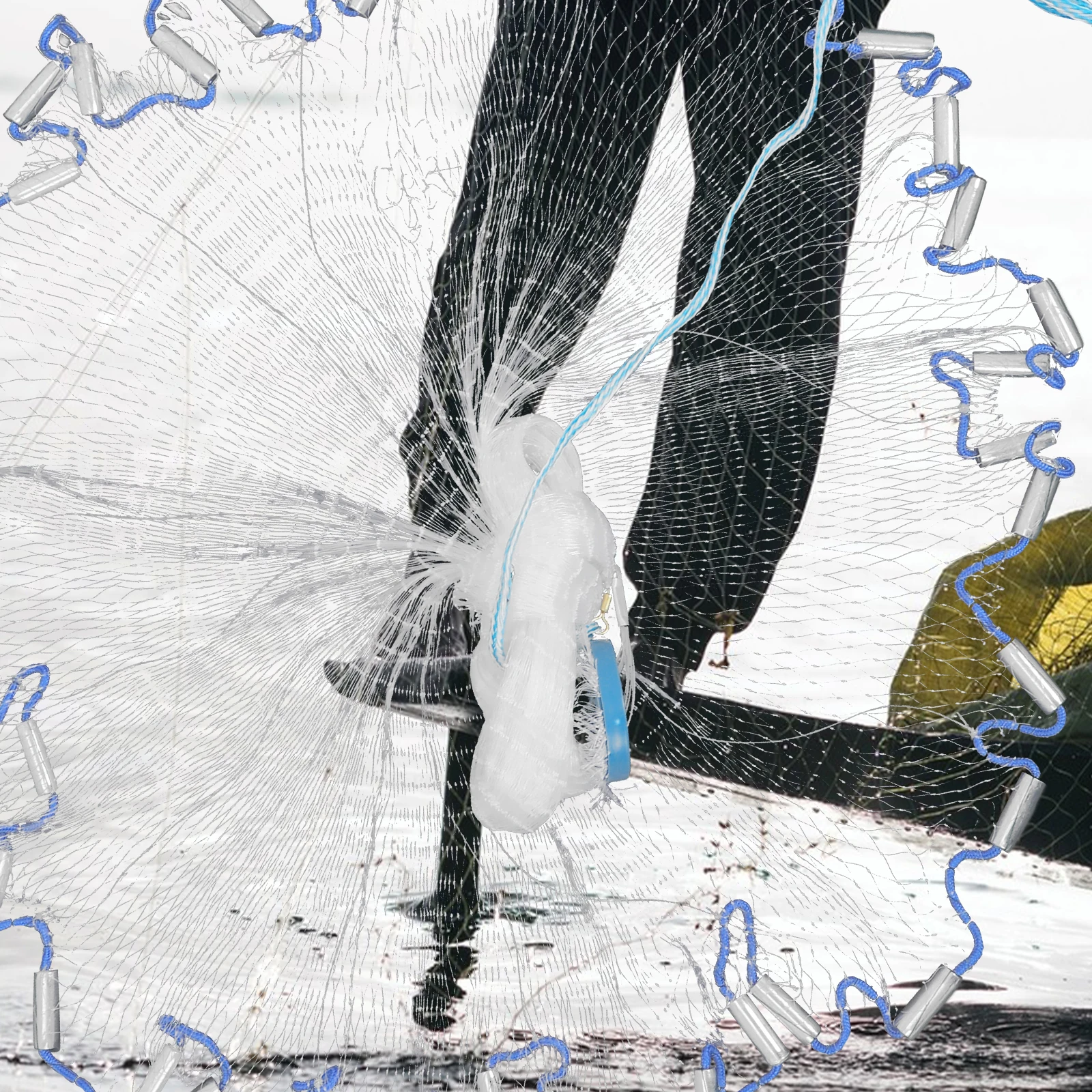 

3 Meters American Style Fishing Net Saltwater Cast Handmade Throw Bait Trap Steel Pendant Strong Durable Easy Throw Quick Sink