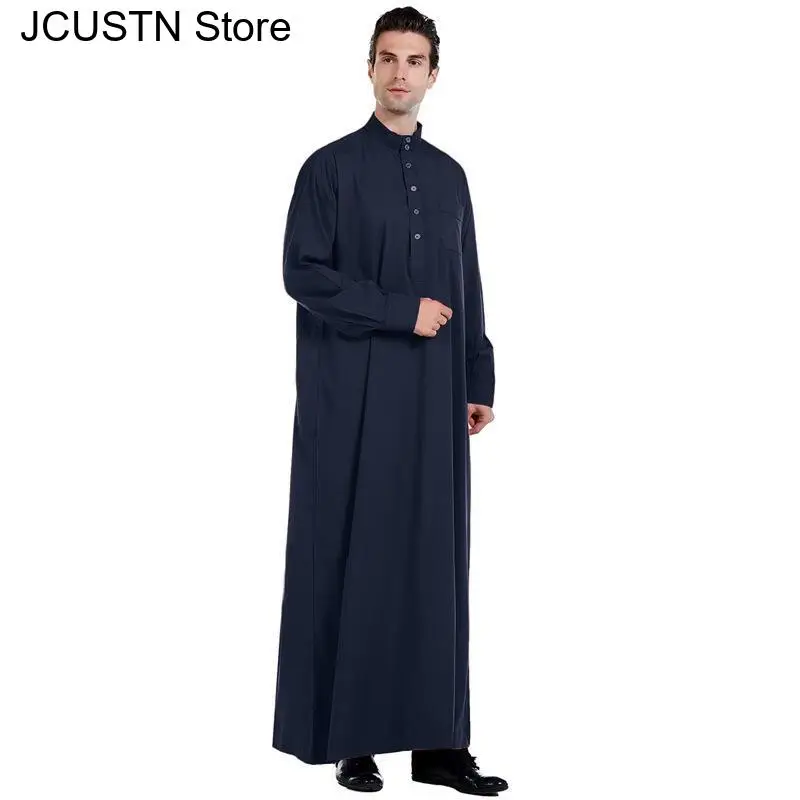 Abbigliamento islamico Uomo Lunghezza Manica lunga Allentato Uomo musulmano Arabia Saudita Pakistan Kurta Costumi musulmani Abito musulmano Caftano Thobe