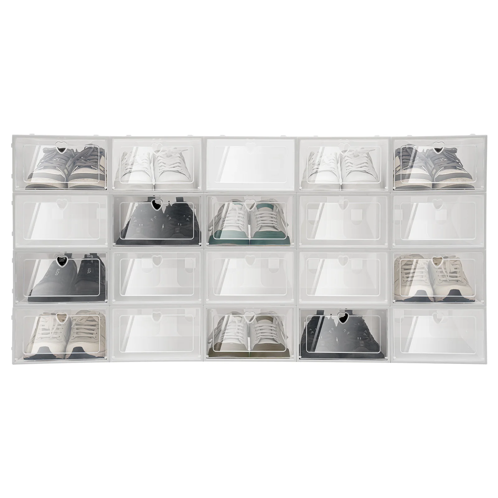 20PCS Plastic Shoe Box Storage Organizer Stackable Foldable Clear Shoe Container view 3