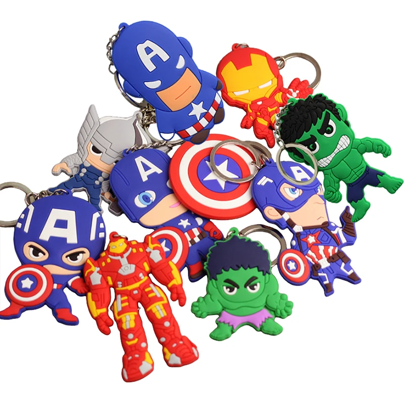 MINISO Anime Cartoon Marvel Iron Man Captain America Hulk Plastic Car Keychain Men Women Bag Pendant Children Birthday Gifts