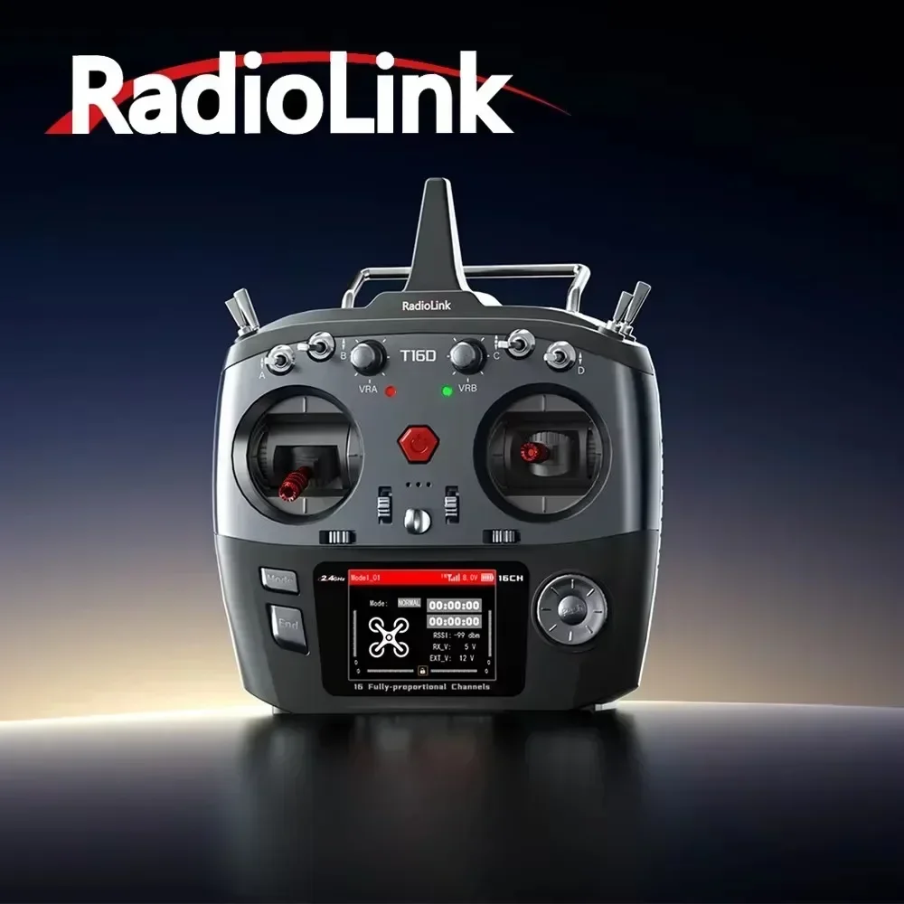Radiolink T16D 16CH 2,4 GHz RC transmisor con R16F 4km FHSS antiinterferencias de largo alcance para coches RC barcos Drones aviones FPV