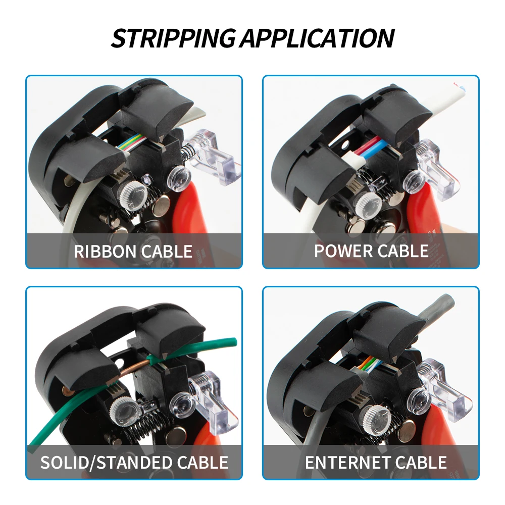 المهنية كماشة سلك كهربائي أداة تجريد أسلاك الكابلات القاطع المكشكش التلقائي العقص تجريد أداة