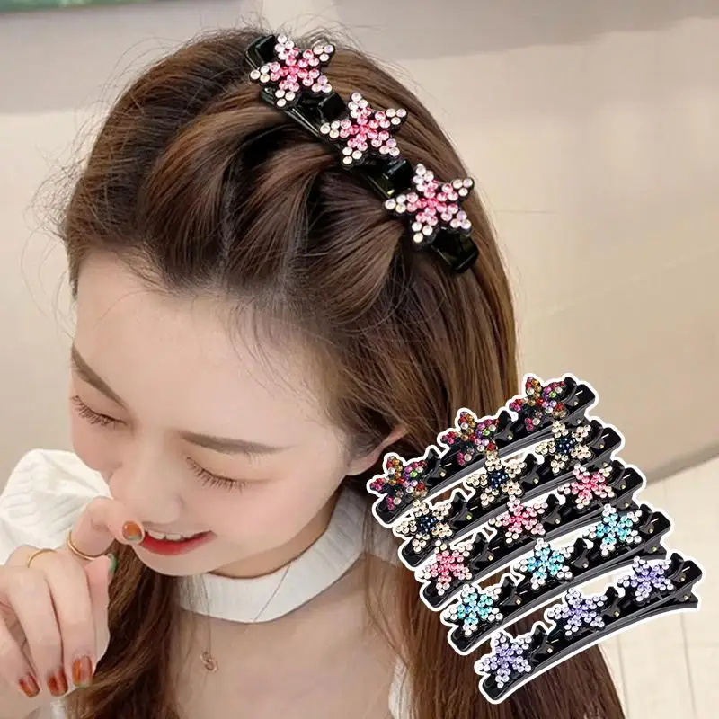 Women Elegant Flower Pearls Braid Hairpins Sweet Hair Decorate Clips Bangs Hold Barrettes Headband Fashion Hair Accessories