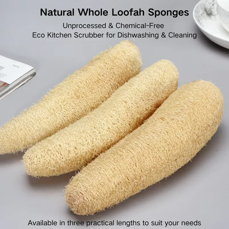 Esponjas de Luffa Naturales – Esponjas de Luffa Secas Enteras para Limpieza de Cocina, Lavado de Platos, Estropajos y Frotadores Ecológicos