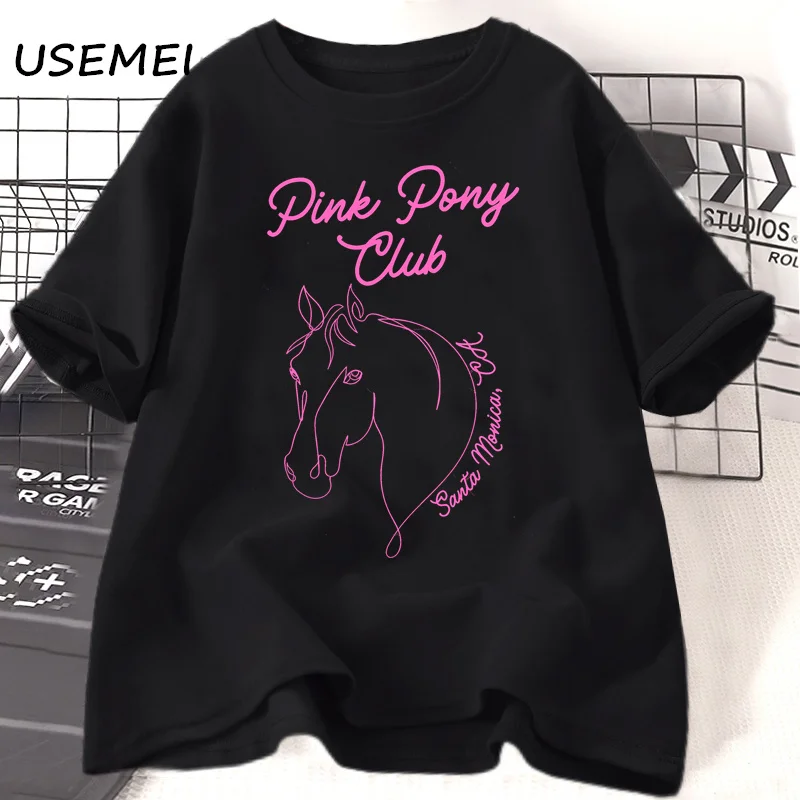 

Pink Pony Club T-shirt Women Causal Cowgirl Horse Graphic T Shirt Cotton Short Sleeve Woman Clothes Women's Oversized Tshirt