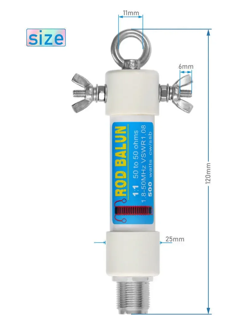 Mini 1:1 wodoodporny HF Balun dla 160m-6m pasm (1.8-50MHz) 500W wodoodporny SO239 CW/SSB