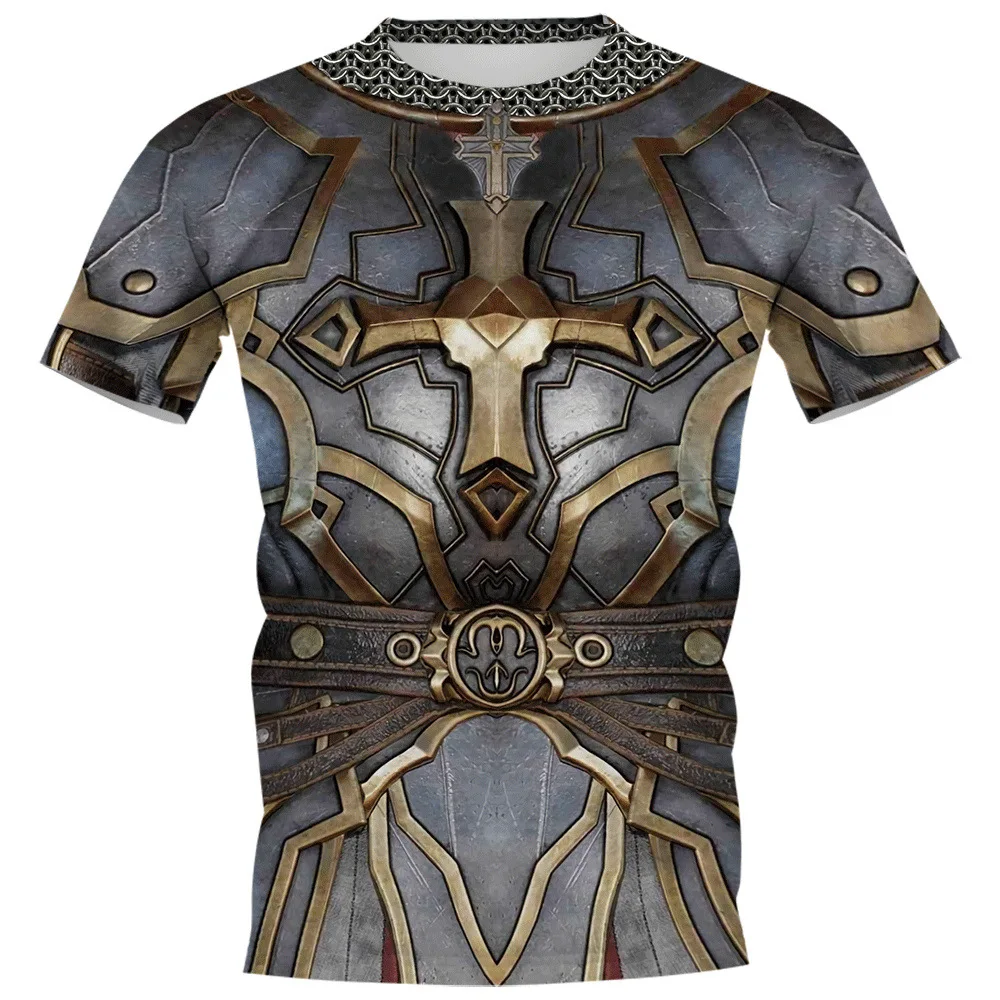 Knights Templar Streetwear Casual Unisex Tops for Men Medieval Costume Armor 3D Printed T Shirt Harajuku Short Sleeve Tee