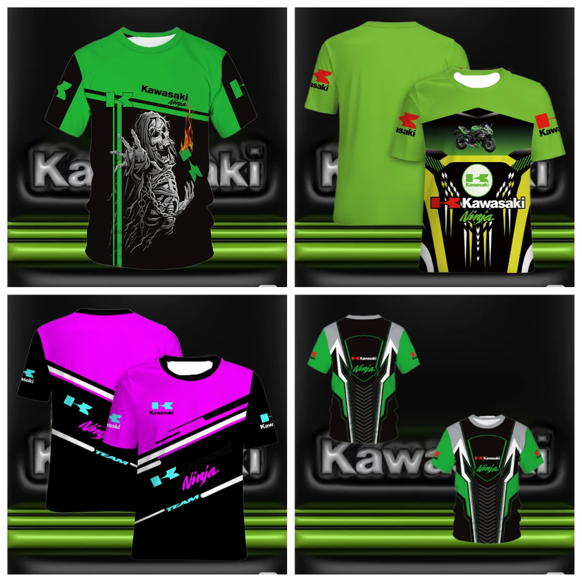 

2025/26 летняя новая мужская мотоциклетная быстросохнущая футболка Kawasaki с локомотивом, повседневный дышащий гоночный топ с круглым вырезом