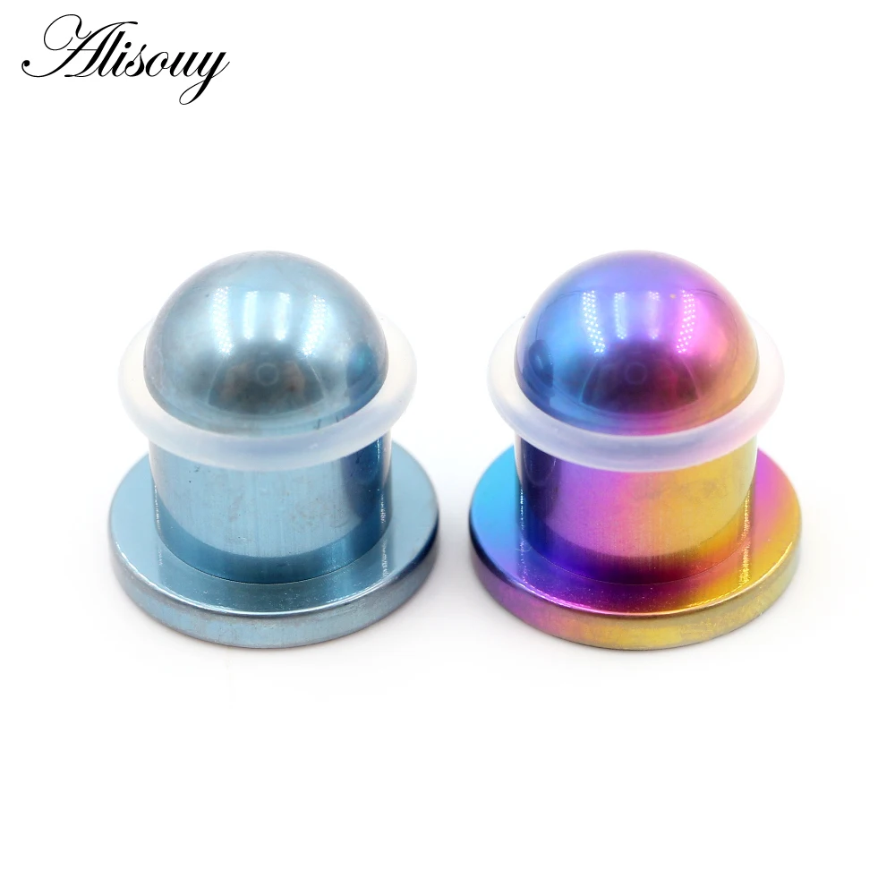 Alisouy 1PC Solid G23 Titanium Colorful Ear Flesh Tunnel Plugs Expander Stretcher Single Flared Gauge Earring Piercing Jewelry