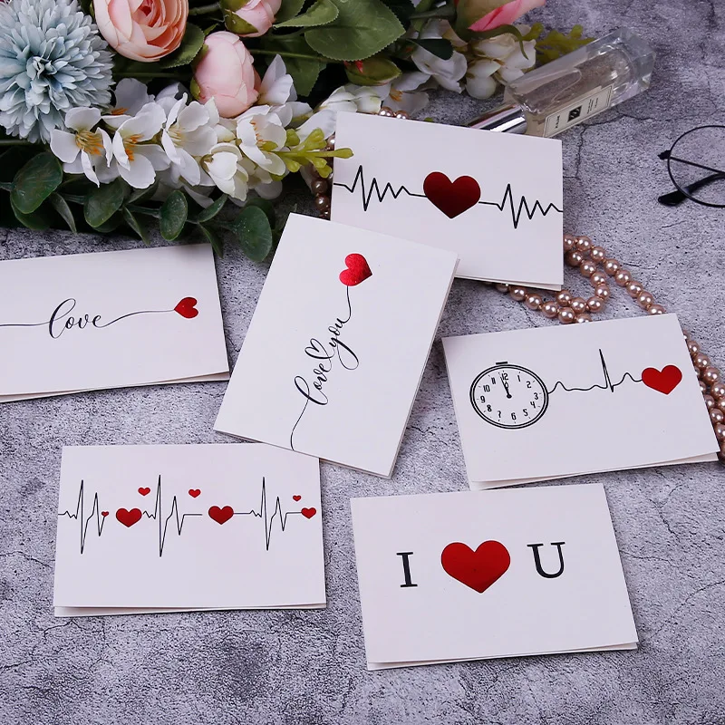 1 set Gold Love Greeting Card Love Flowers Gift Creative Card Qixi Valentine's Day Gift  thank you card