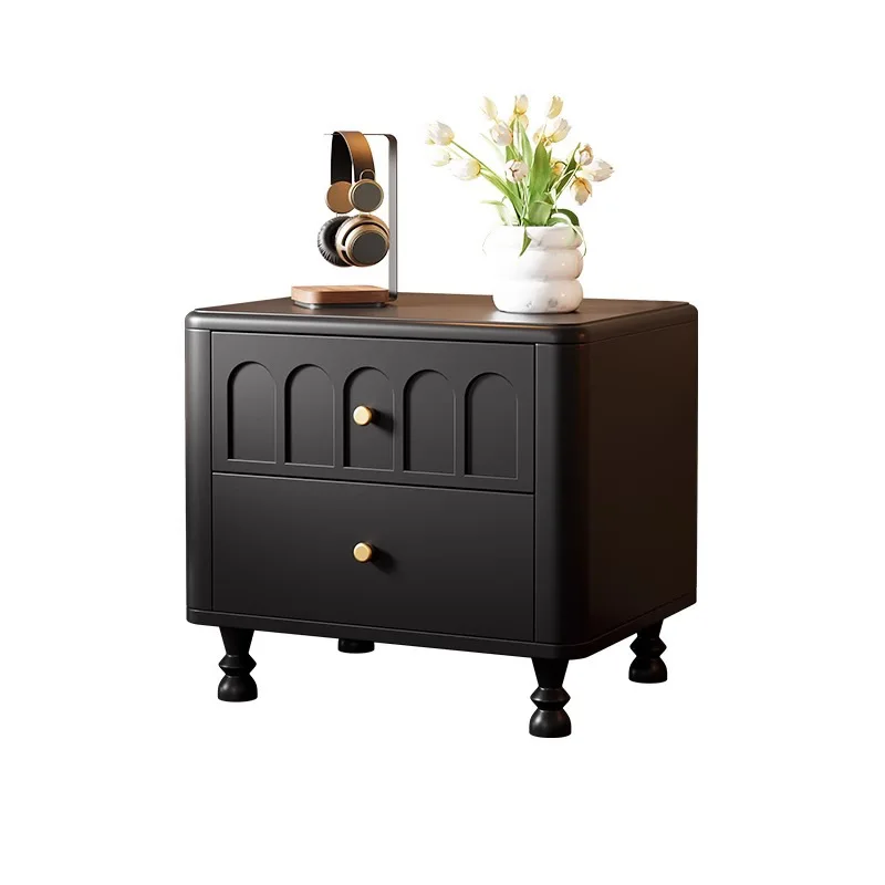 

Black, bedside table, solid wood, French, retro, home, storage, bedroom, storage