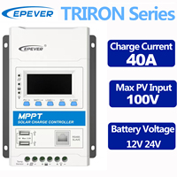 EPEVER 40A MPPT Solar Charge Controller Battery Voltage 12V 24V Max PV Input 100V