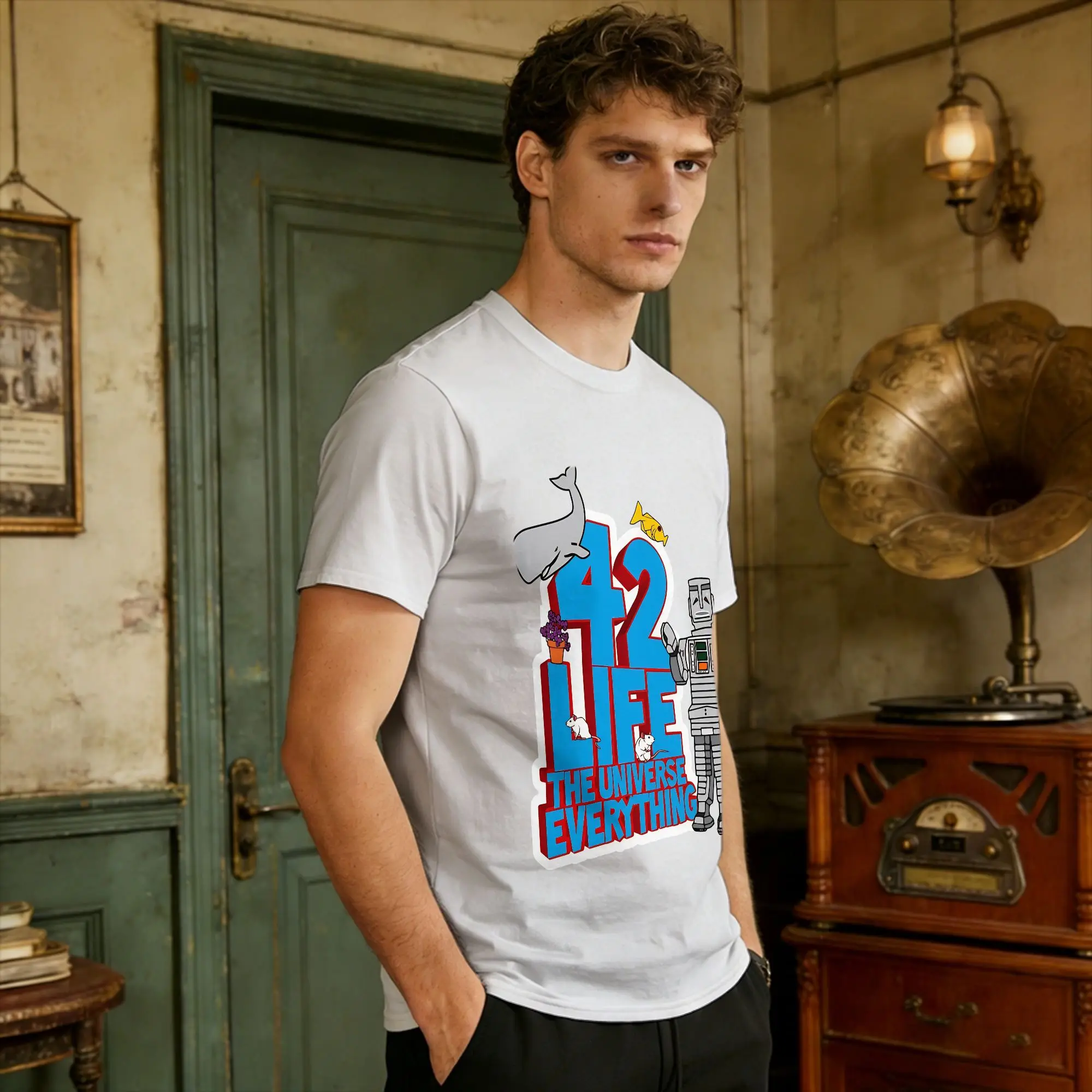 42 Life, The Universe, Everything T-Shirt Summer Don'T Panic Classic T Shirts Cotton Fashion Tshirt For Men Design Tees