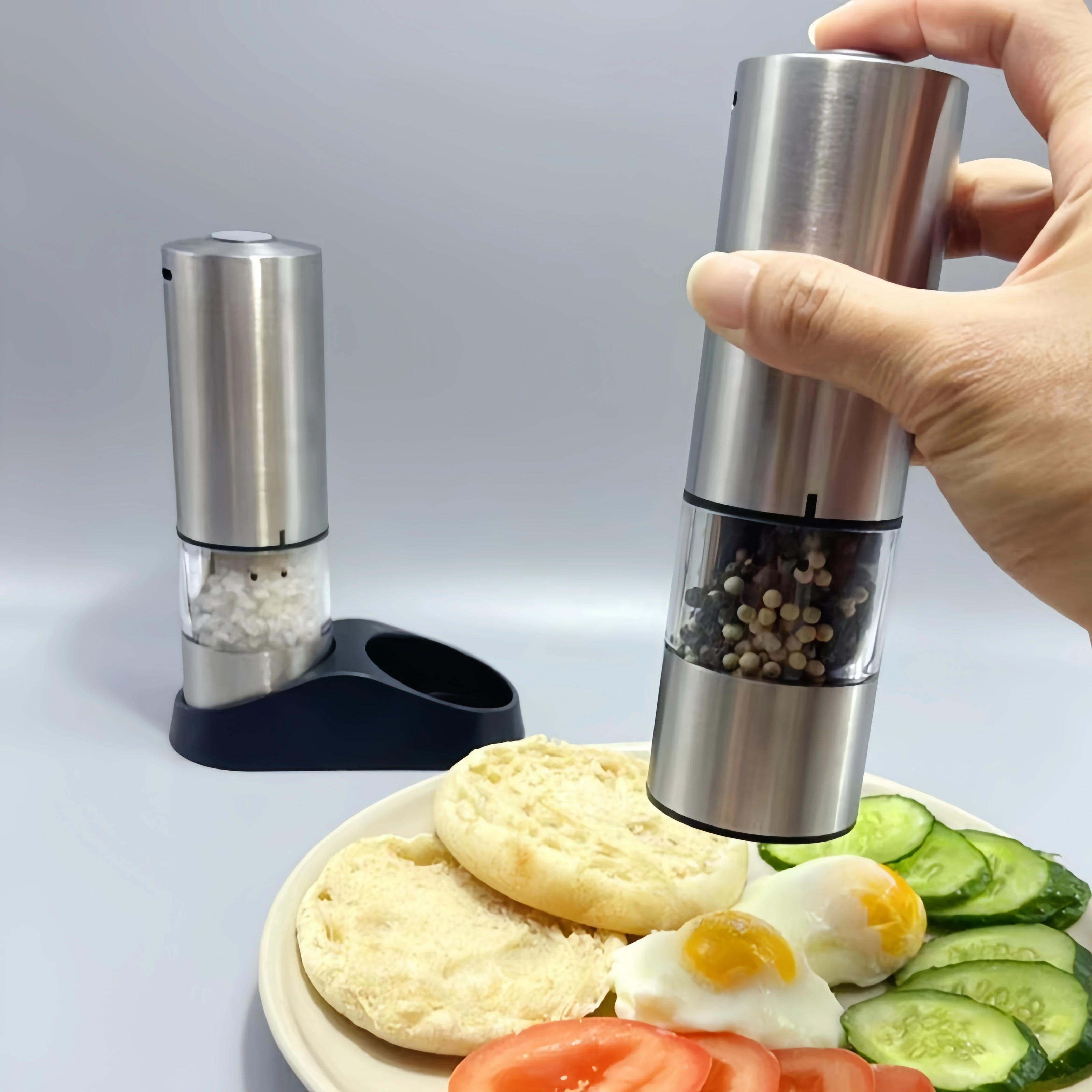 Electric Pepper Salt Grinder Premium  Type-C Rechargeable Ceramic Core Adjustable Grinder With LED light Cooking Spice Grinder