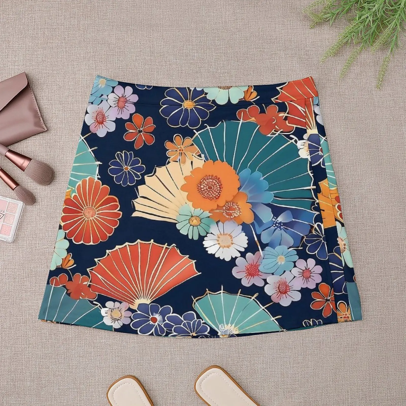 Vintage Japanese Art Inspired Skirt Spring  Streetwear Casual A-line Skirts Vintage Mini Skirt Womens Pattern Oversized Clothing