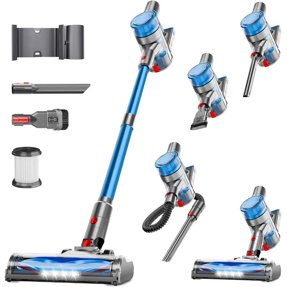 

Powerful Stick Vacuum Cleaner, 6-in-1 Lightweight Handheld Vacuum, 45 Mins Runtime, Ideal for Hard Floors & Carpets, Pet Hair (B