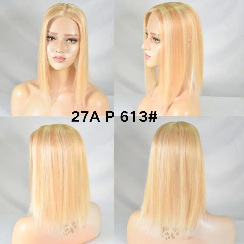 Pwigs 27AP613 #   14 Polegada mulher peruca de cabelo humano europeu para desbaste cabelo 4x6 Polegada base renda francesa com clipe do plutônio no cabelo topper