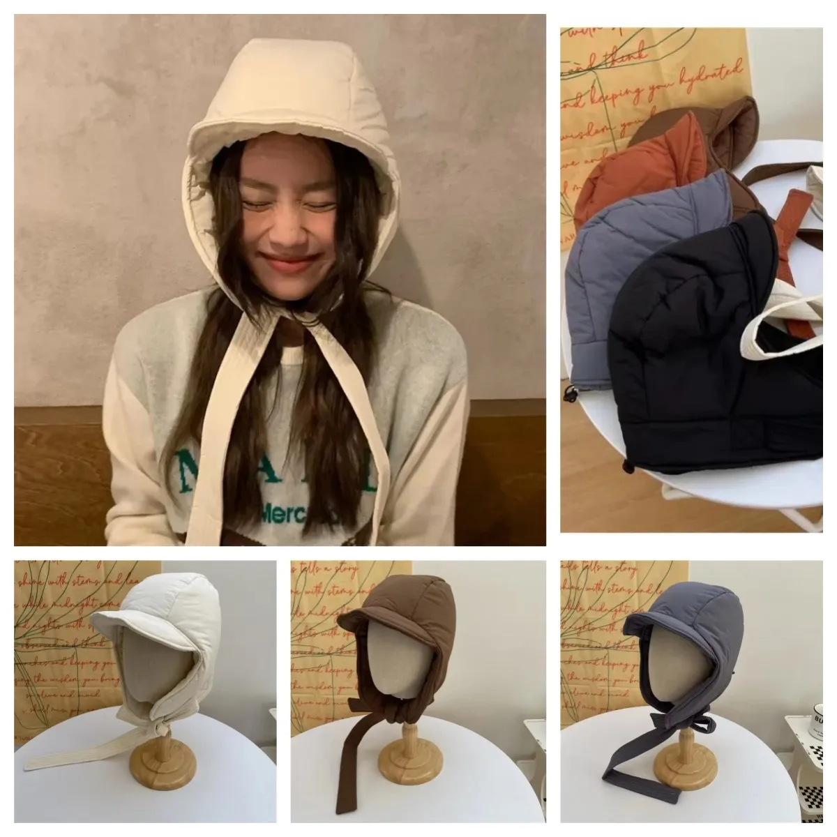 

2025 вязаная зимняя шапка, вязаная ультра-толстая зимняя теплая пуховая шапка с подкладкой для верховой езды на открытом воздухе, ветрозащитная защита для ушей, однотонный дизайн