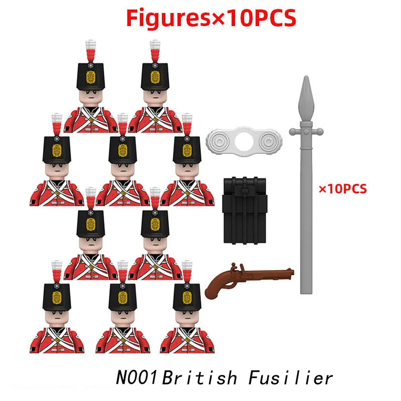 MOC Historische Militär-Bausteine Figuren Napoleonische Kriege Britische Infanterie Soldaten Gewehr DIY Bausteine Spielzeug als Geburtstagsgeschenk