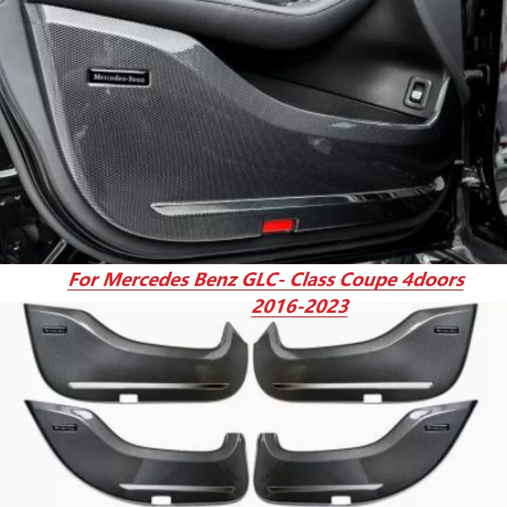 Carbon look door kick plate For Mercedes Benz A C E S GLC GLE GLB GLS GLA CLA EQC Class 2016-2023