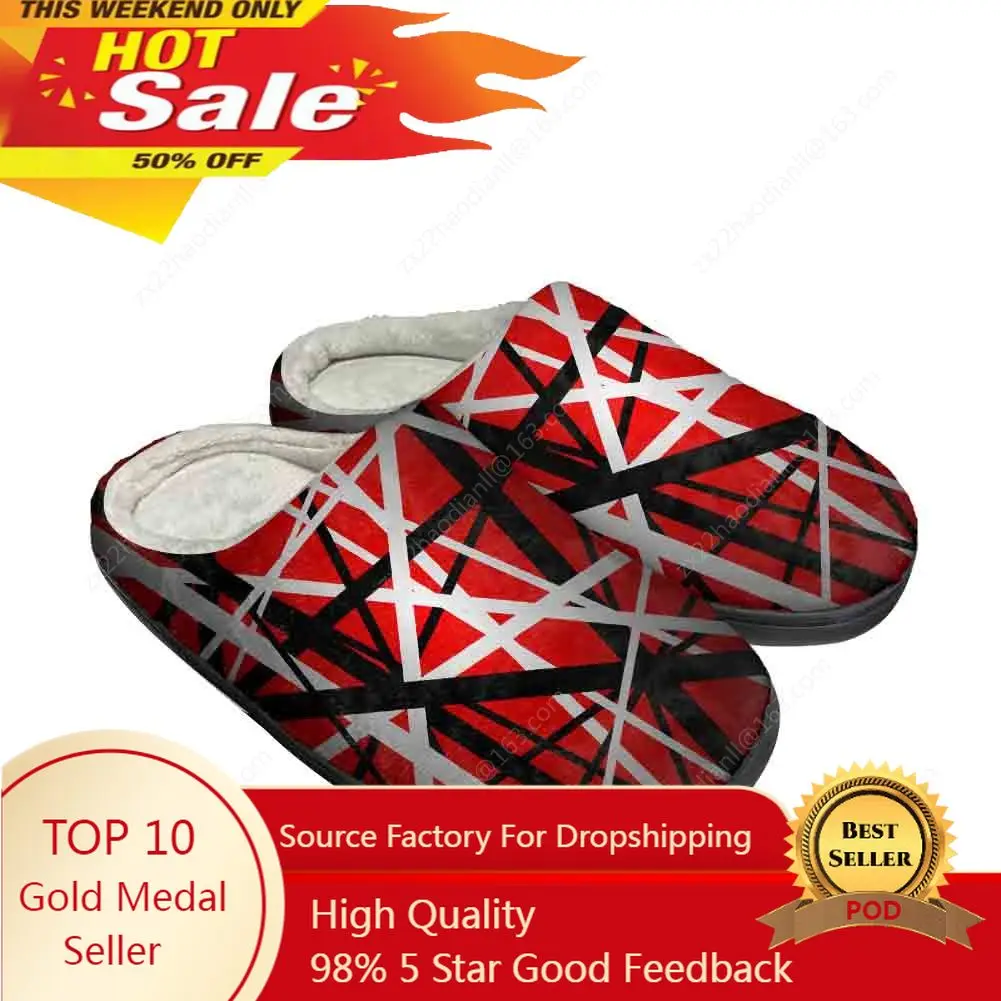 

Van Evh 1984 Stripes Halen Home Cotton Custom Slippers High Quality Unisex Plush Fashion Casual Keep Warm Shoes Thermal Slipper