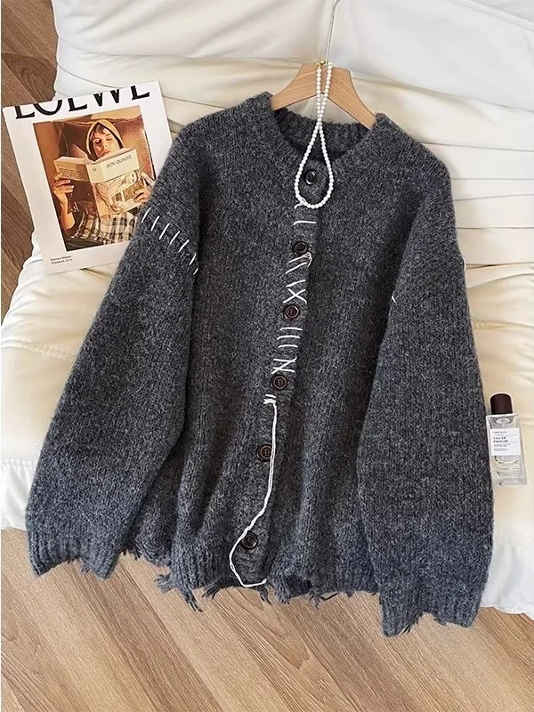 

Очень большой вязаный свитер 300 Pou ex для осени и зимы, повседневный свободный модный трикотаж, верхняя одежда для мужчин и женщин