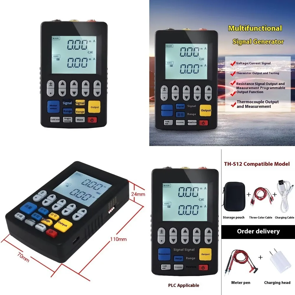 Programmable Signal Generator Calibrator with LCD, Multi-Function Voltage Current Thermocouple RTD Simulator, High