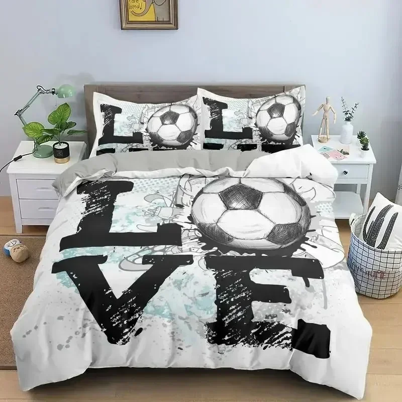 Football Bedding Set Printing Pillowcase Quilt Cover Soccer Duvet Covers Home Textiles Queen King Size Sport Theme Quilt Cover 3