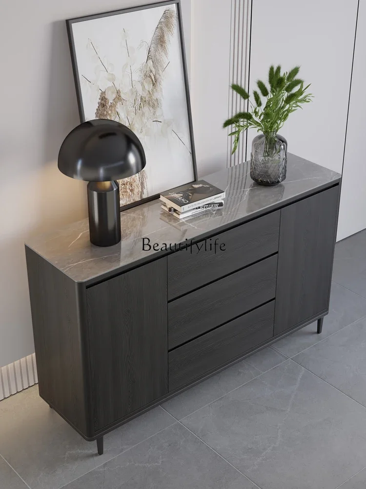 

03.Italian minimalist Nordic solid wood slate modern minimalist wall storage cabinet