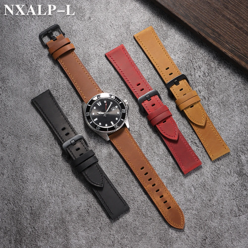 جلد طبيعي حزام (استيك) ساعة 20 مللي متر 22 مللي متر ل Seiko ل أوميغا Smartwatch معصمه 18 مللي متر 24 مللي متر جلد البقر حزام ساعة اليد سوار الأعمال #6