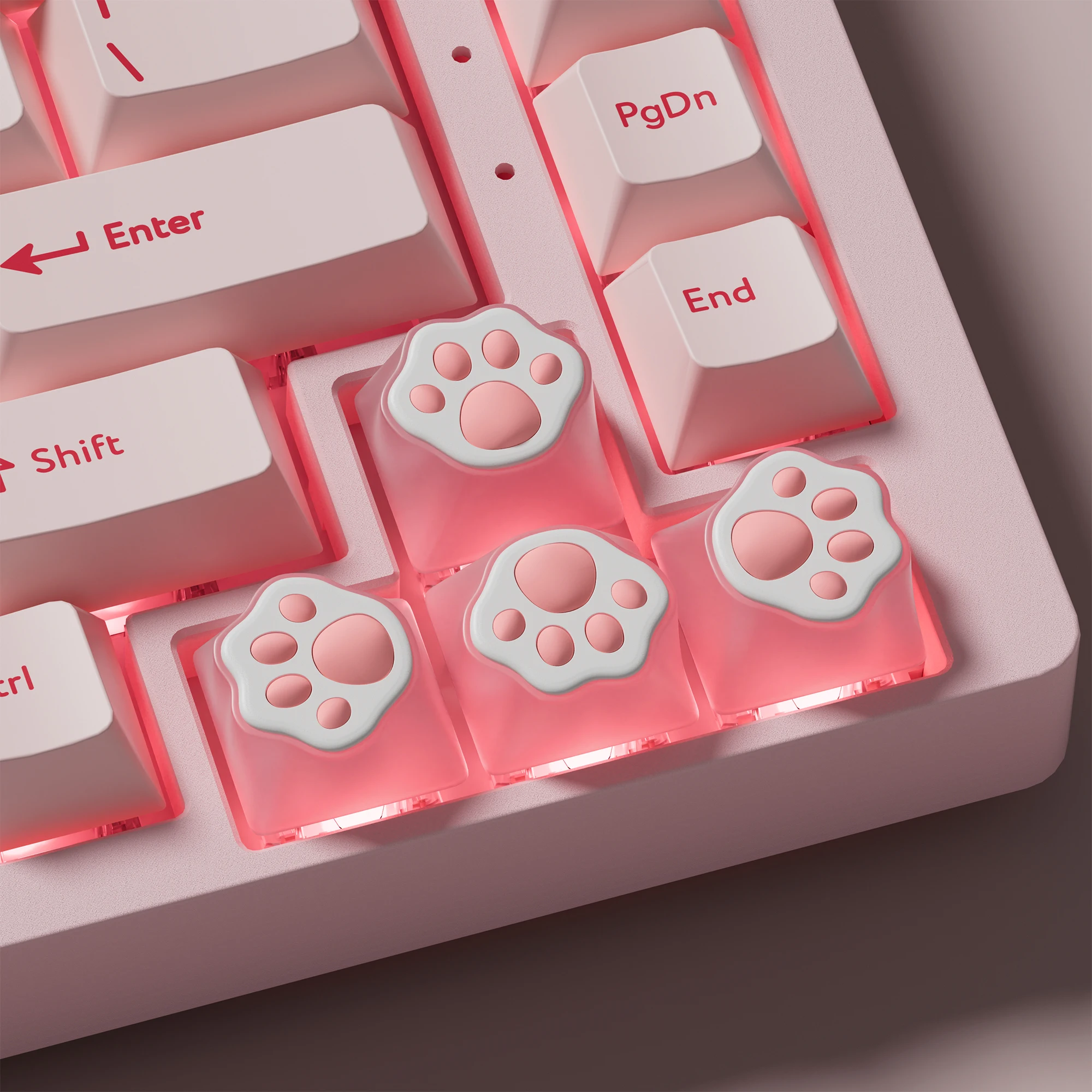 XVX Cute Cat Paw Keycaps 4 Pcs/Set for Arrow Keys Silicone Paw Soft Touch Mechanical Keyboard Accessories Pink/purple/black