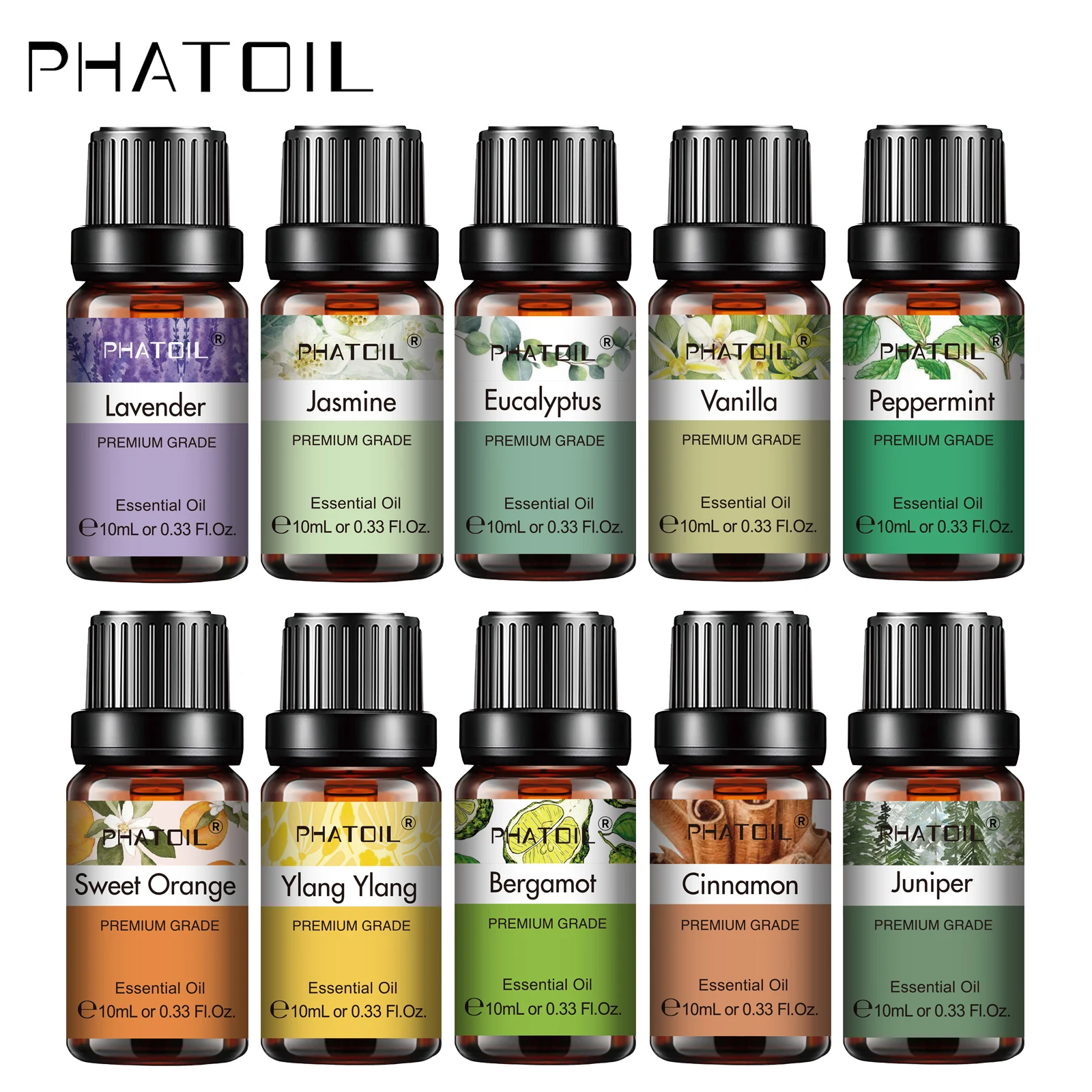 PHATOIL 1 SZT. Olejek Eteryczny do Dyfuzora i Wyrobu Świec 10ml Lawenda Eukaliptus Igły Sosnowe Olejki Eteryczne do Aromaterapii