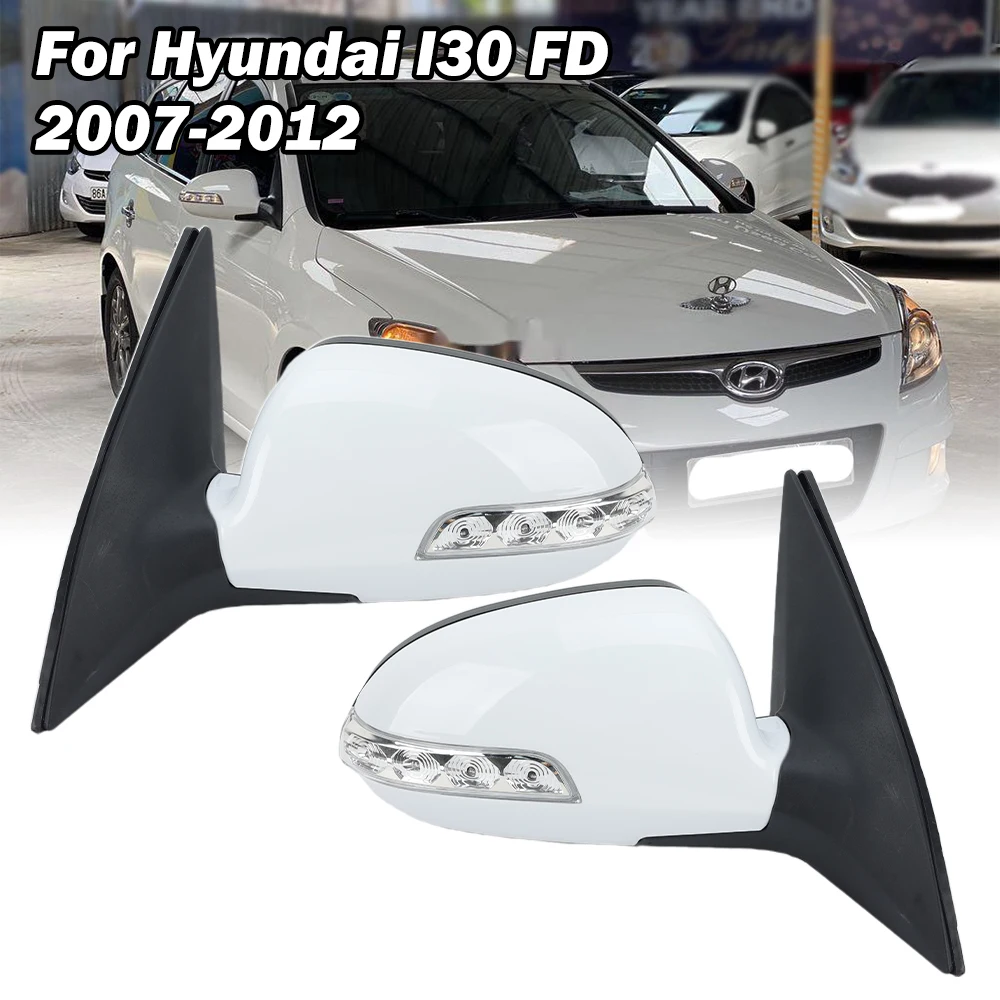 5 Pin Side Door Mirror Assembly For Hyundai I30 FD 2007-2012 White Primer With Turn Signal Light Rearview Mirror Car Accessories