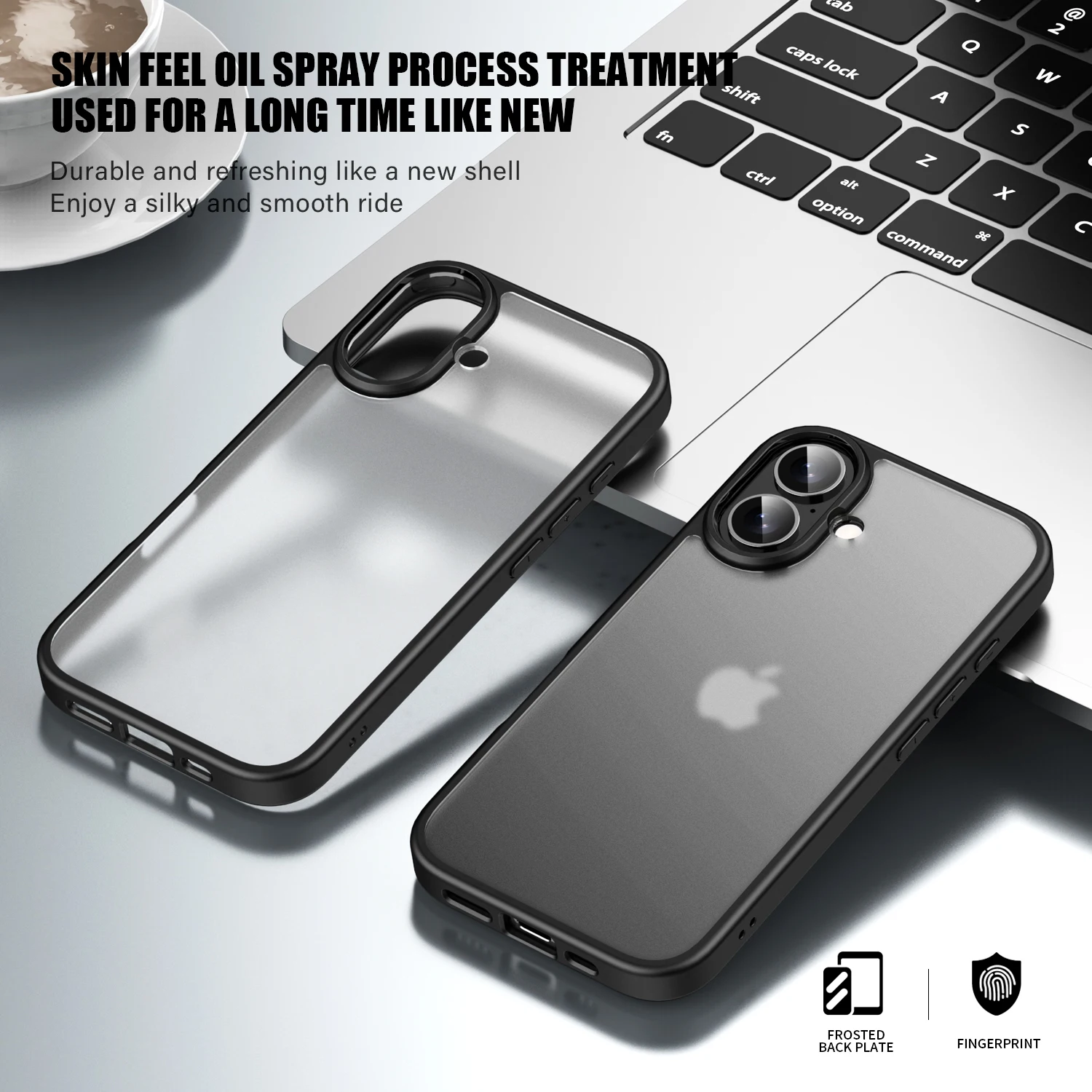 KEYSION Clear Matte Shockproof Case for iPhone 16 Plus High Quality Transparent Soft Silicone+PC Phone Back Cover for iPhone 15