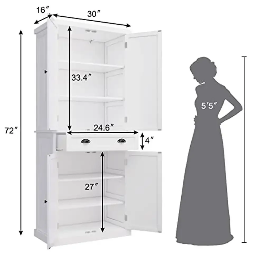 Adjustable Shelves Drawers Storage Cabinet Durable Waterproof White Pantry Hallway Bathroom Busy Living Stylish Pantry Cabinet