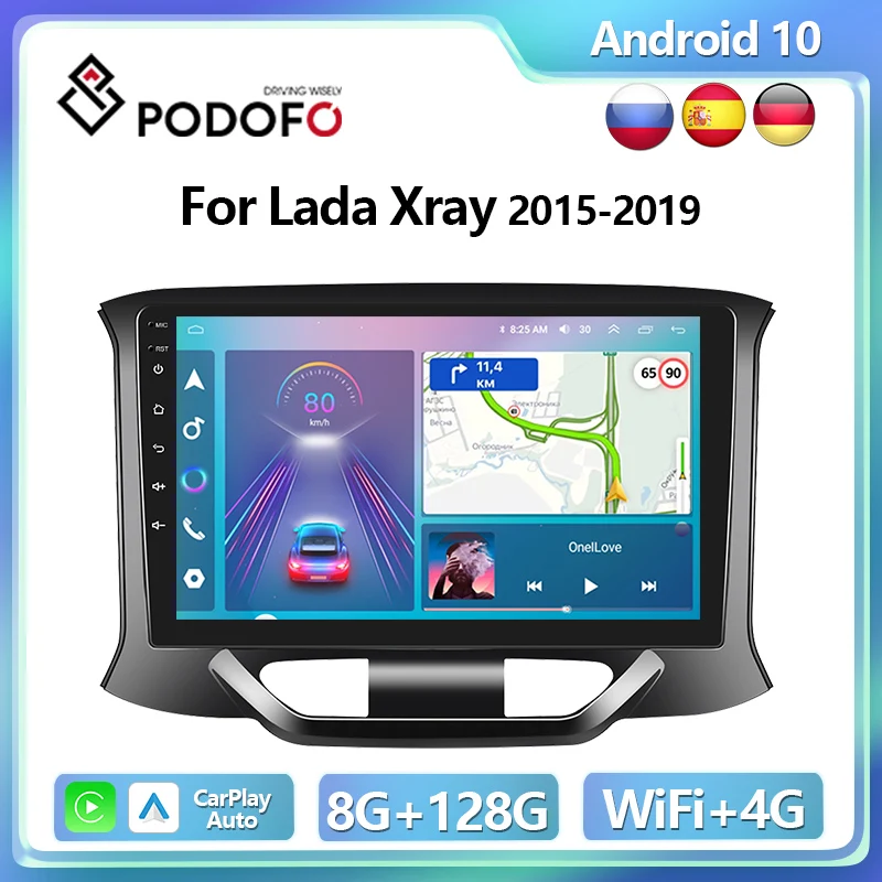 

Podofo 4G CarPlay Android Radio For LADA Xray 2015-2019 Car Multimedia Player 8G+128G GPS Stereo 2din Autoradio Head Unit IPS