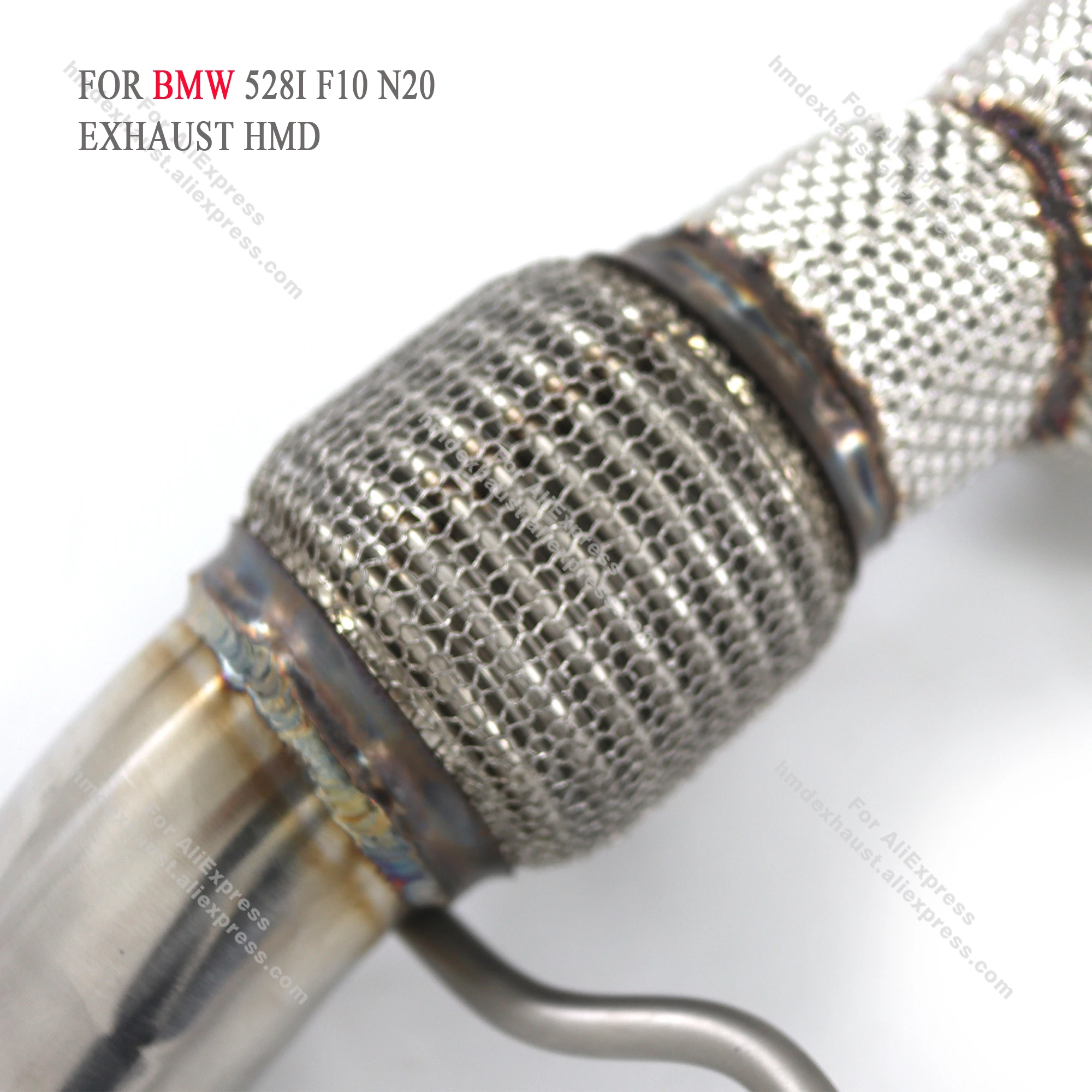 HMD رائجة البيع أنبوب السفلي المحفف لسيارات BMW 528I F10 N20 أنبوب عادم أداء الفولاذ المقاوم للصدأ مع درع الحرارة