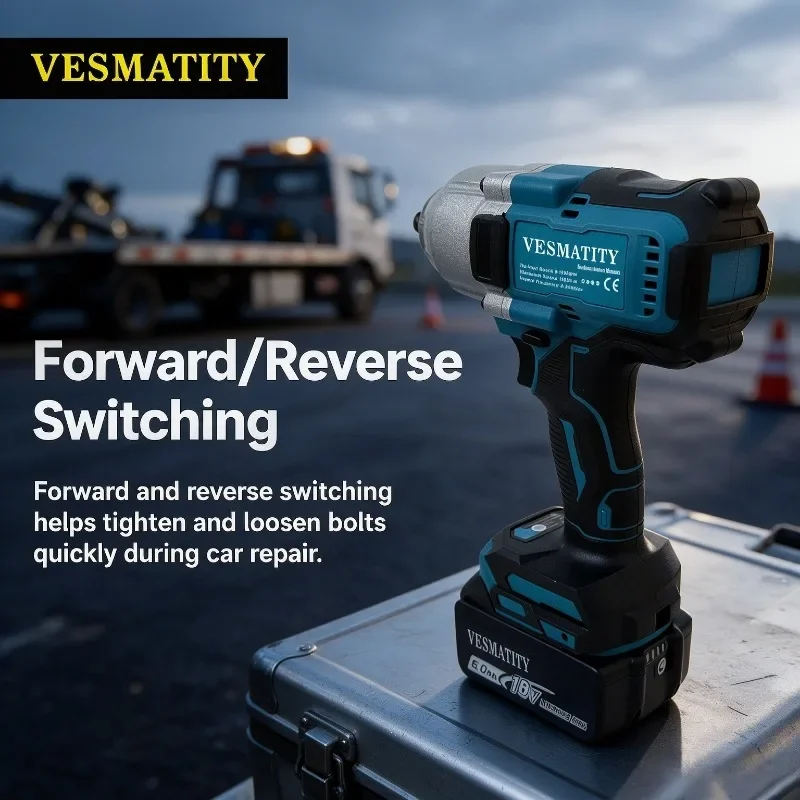 Cordless Impact Wrench High Power Shock Absorber CVT Forward Reverse Tungsten Steel Shaft for Car Repair For 18V-20V Battery