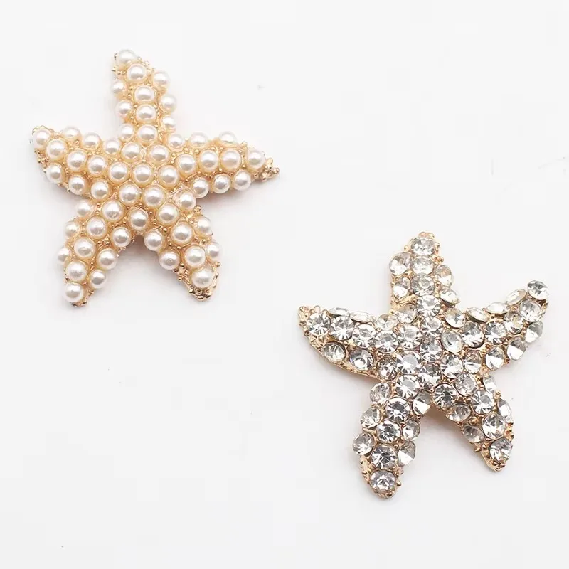 Korean version of handmade hair accessories diy rhinestone pearl starfish flower disc drill buckle alloy jewelry accessories