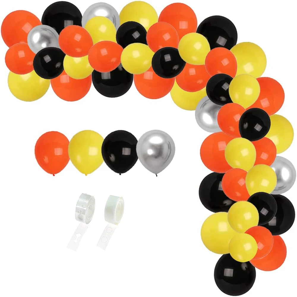 Orange Black Balloons Arch Garland Kit Yellow Ballon Construction Decor Party Birthday Globos Baby Shower Labor Thanksgiving Day