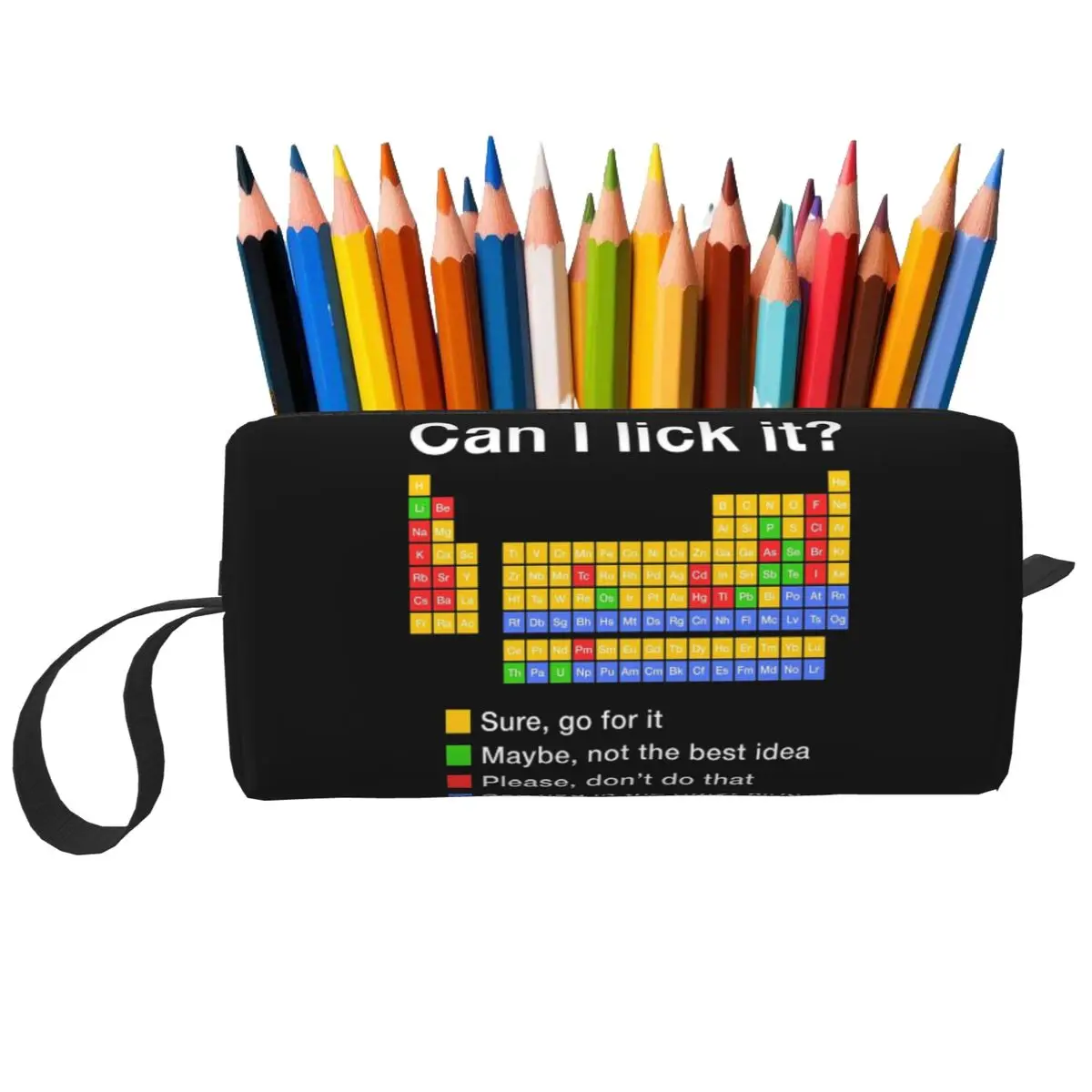 Federmäppchen mit Aufschrift „Can I Lick It Periodic Table“ für Kinder, Schule, Stiftbox, Bleistiftbeutel, Schreibwaren, Reise-Organizer für Damen