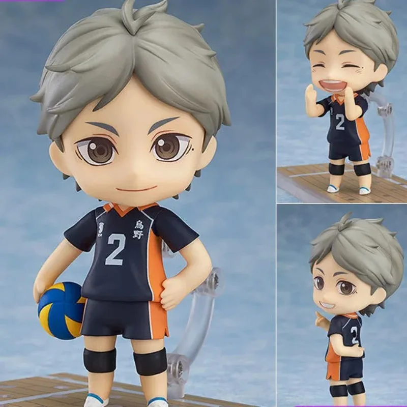 100% original real haikyuu !! Sugawara Koushi Q version figma PVC Action Figure Anime Figure Model Toy Figure Doll Gift