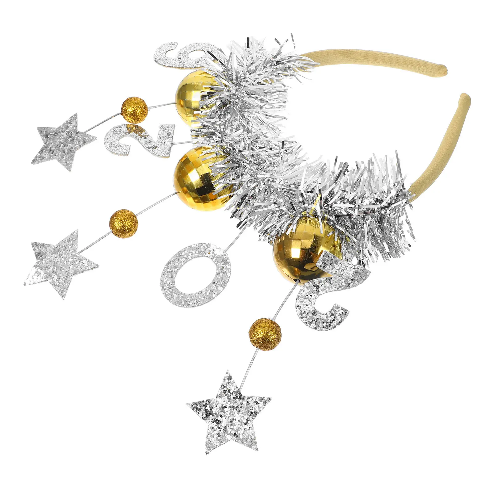 

Новогодняя повязка на голову 2026: Диско-шар, звездный головной убор, реквизит для фотосессий, аксессуары для Нового года, женские украшения